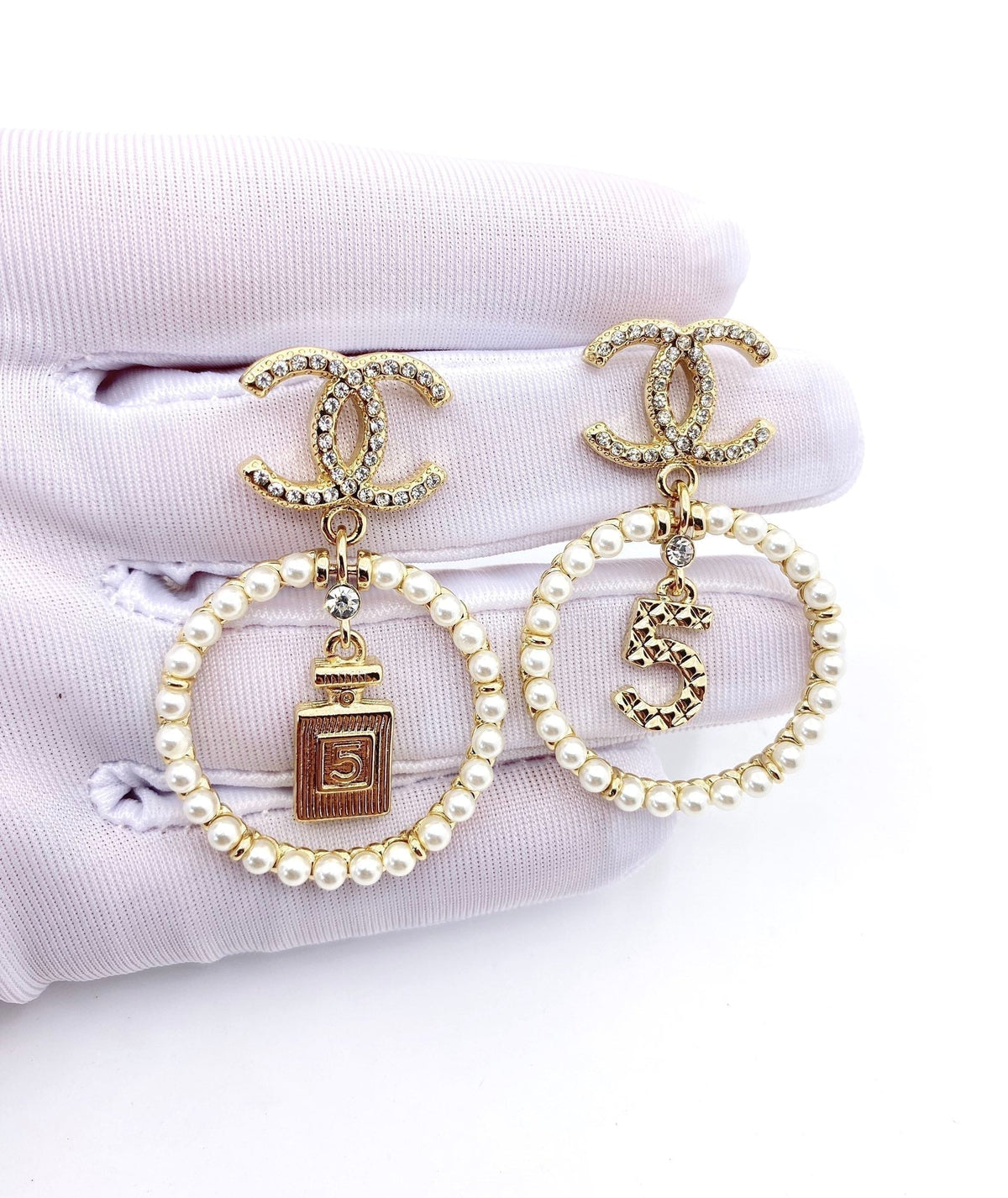 18K  Chanel No.5 Perfume Bottle Earrings